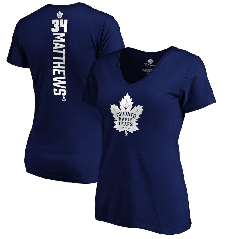 Auston Matthews Toronto Maple Leafs Women's Playmaker V-Neck T-Shirt - Royal - NHL 3908225