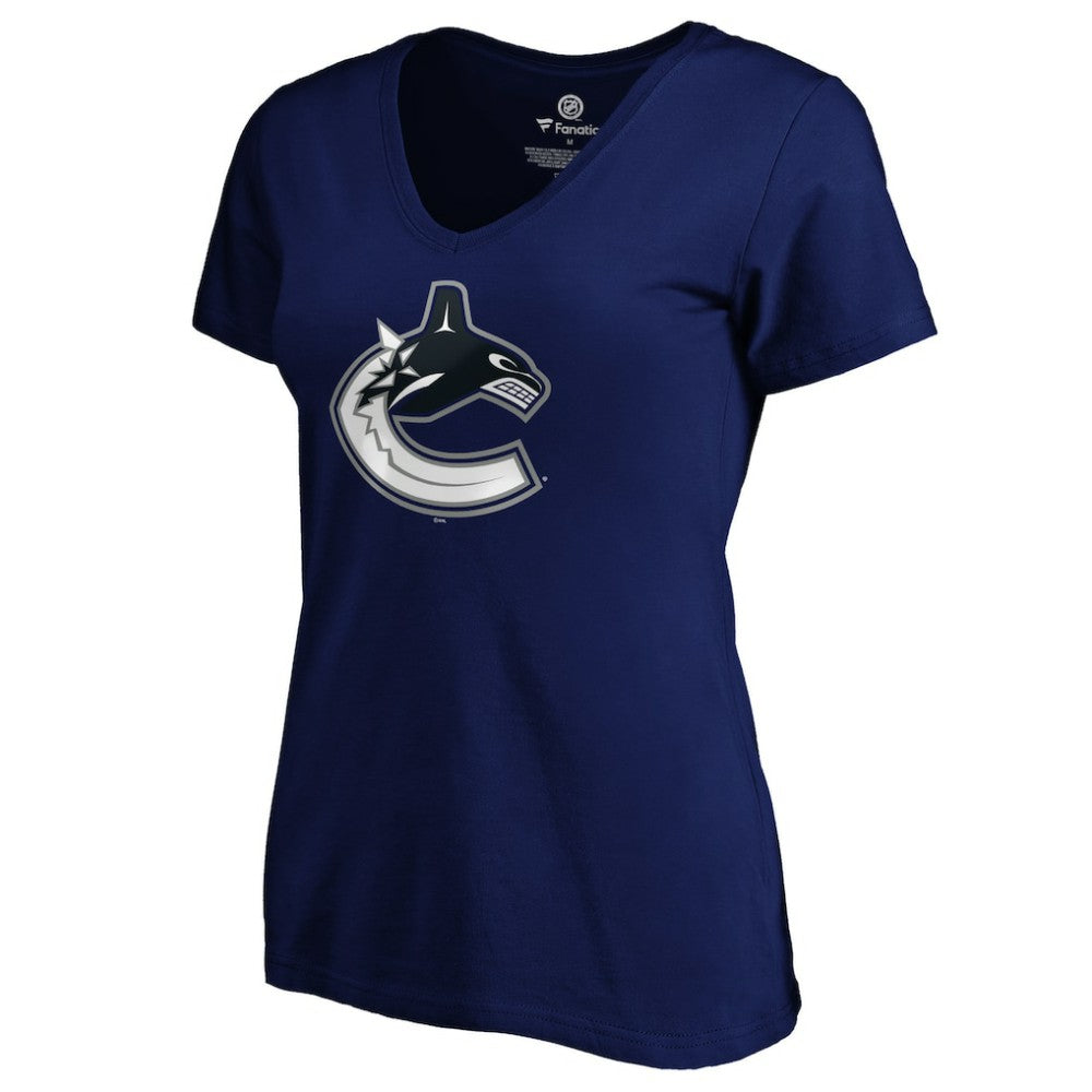 Elias Pettersson Vancouver Canucks Women's Playmaker V-Neck T-Shirt - Royal - NHL 3908228