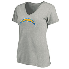 Los Angeles Chargers Women's Primary Logo V-Neck T-Shirt Heather Gray