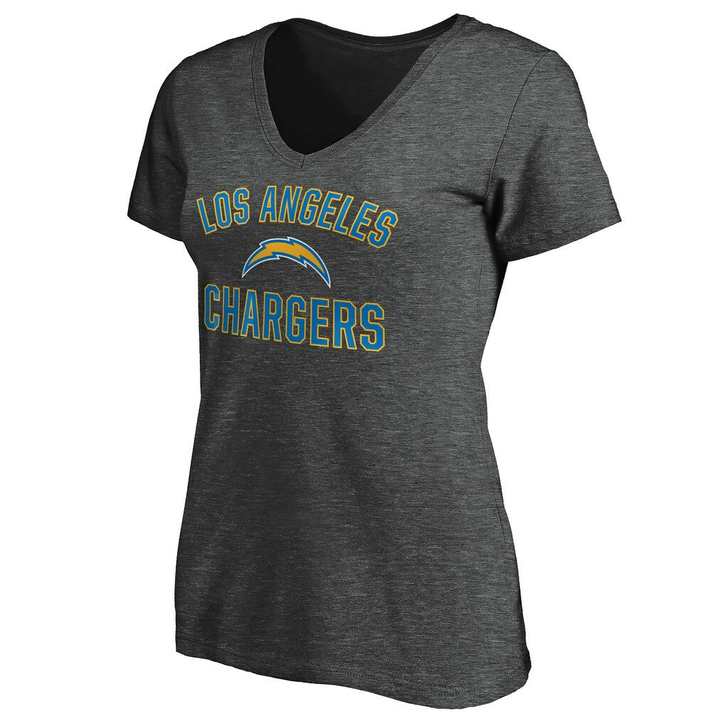 Los Angeles Chargers Women's Victory Arch V-Neck T-Shirt Heathered Gray