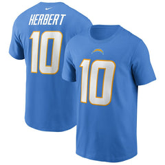 Nike Justin Herbert Los Angeles Chargers Name & Number T-Shirt Powder Blue
