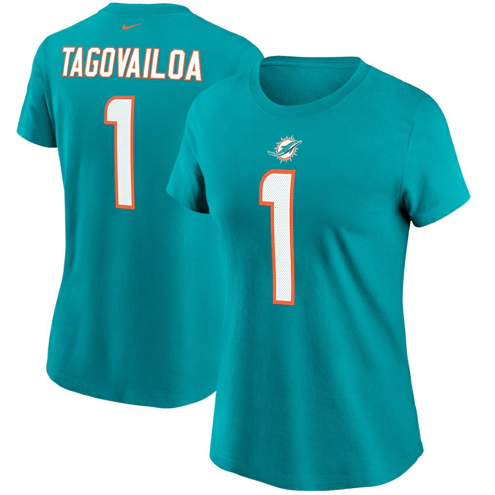 Nike Tua Tagovailoa Miami Dolphins Women's Name & Number T-Shirt Aqua