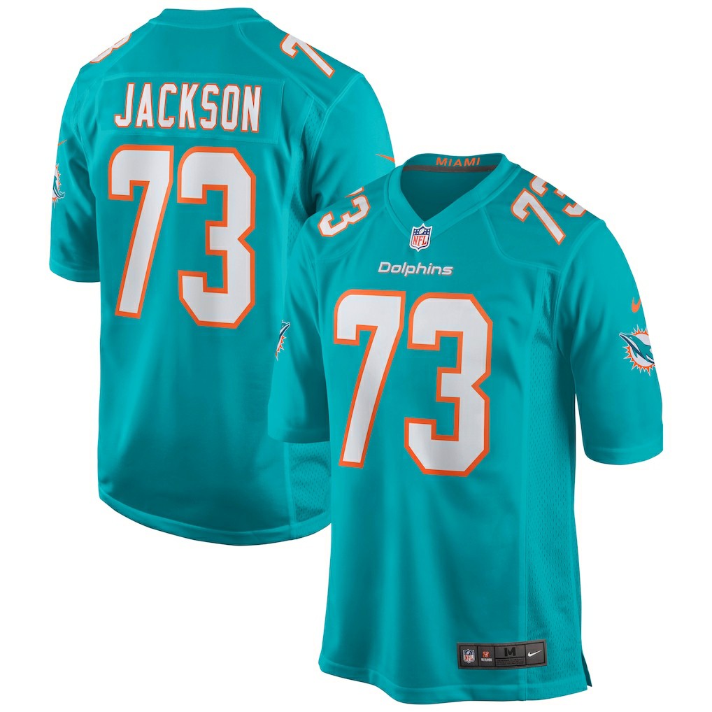 Nike Austin Jackson Miami Dolphins Game Jersey Aqua