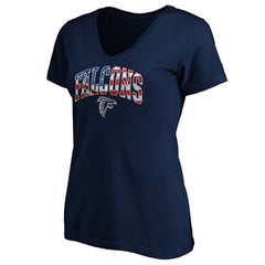 Atlanta Falcons Logo Women's Banner Wave V-Neck T-Shirt Navy