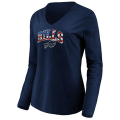 Buffalo Bills Women's Banner Wave V-Neck Long Sleeve T-Shirt Navy