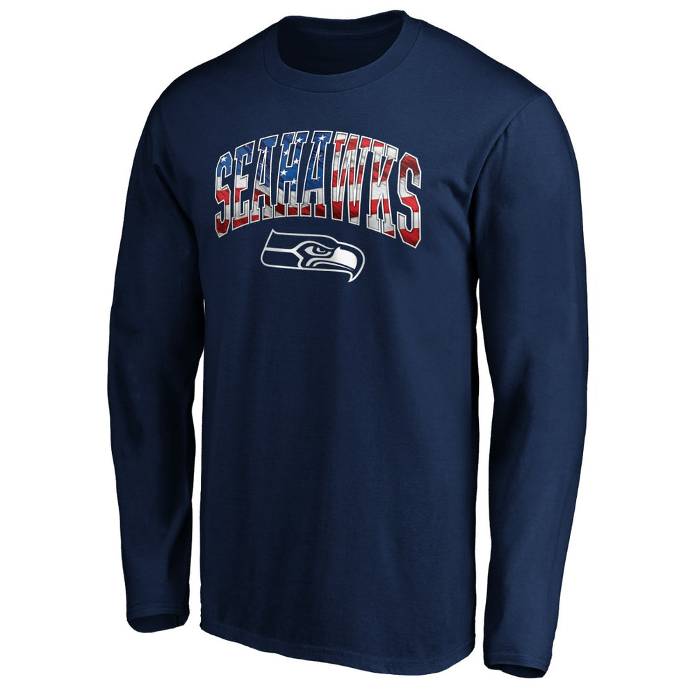 Seattle Seahawks Banner Wave Long Sleeve T-Shirt College Navy