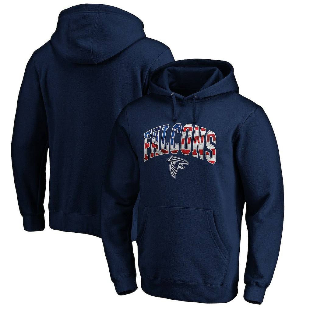 Atlanta Falcons Banner Wave Fitted Pullover Hoodie Navy