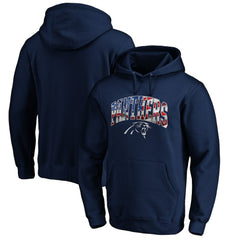 Carolina Panthers Banner Wave Fitted Pullover Hoodie Navy