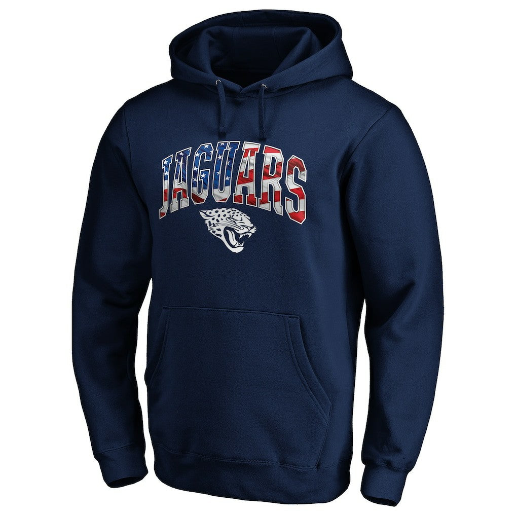 Jacksonville Jaguars Banner Wave Fitted Pullover Hoodie Navy