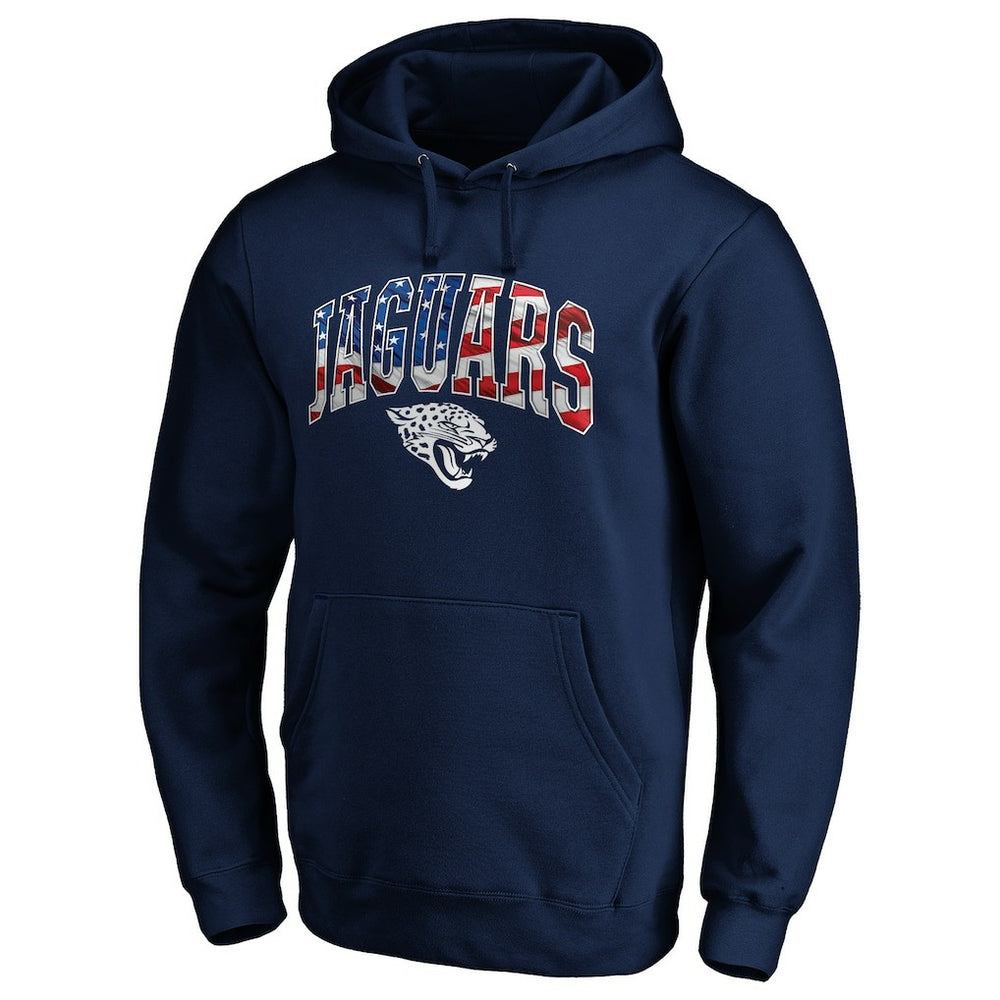 Jacksonville Jaguars Banner Wave Fitted Pullover Hoodie Navy
