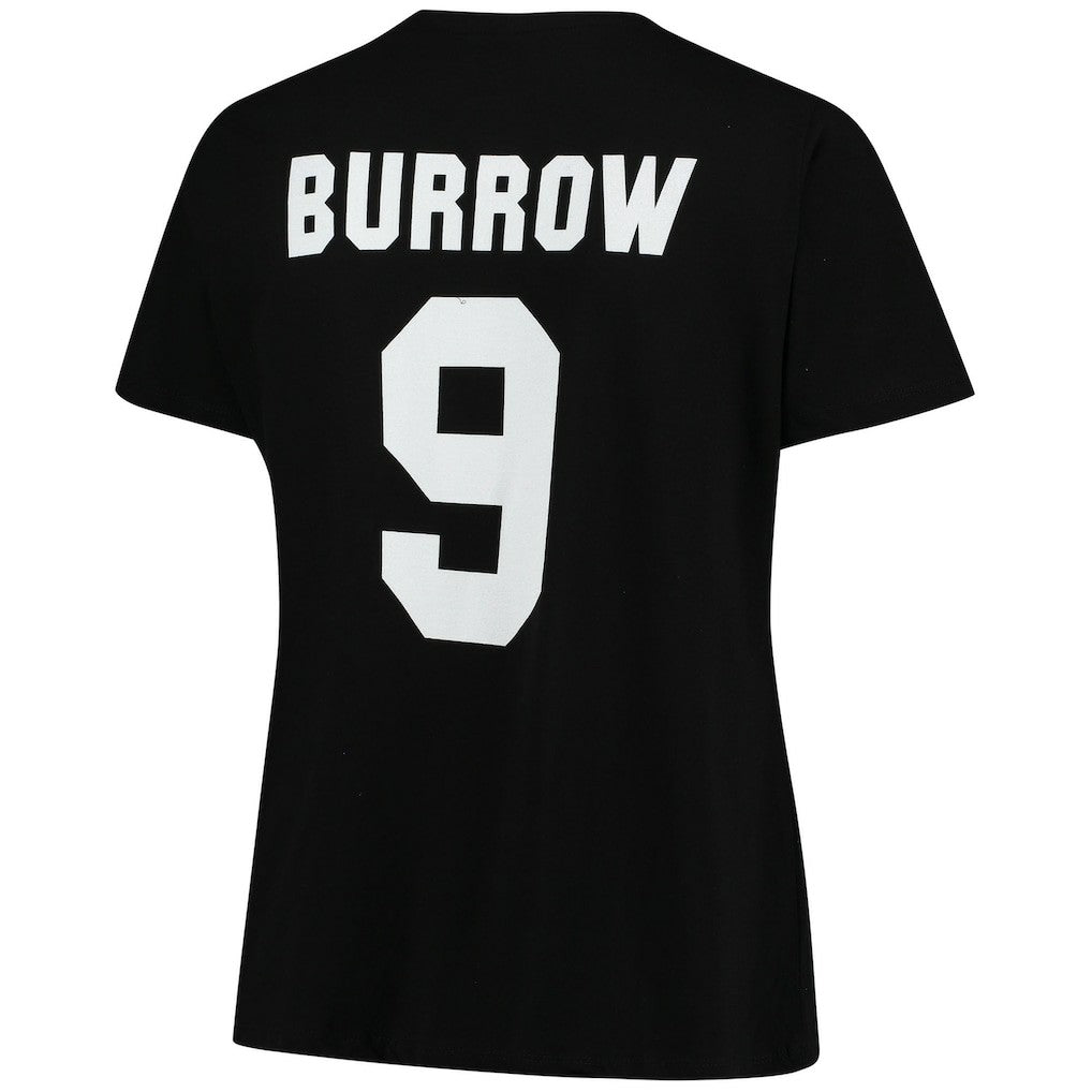 Fanatics Joe Burrow Cincinnati Bengals Women's Plus Size Name & Number V-Neck T-Shirt Black