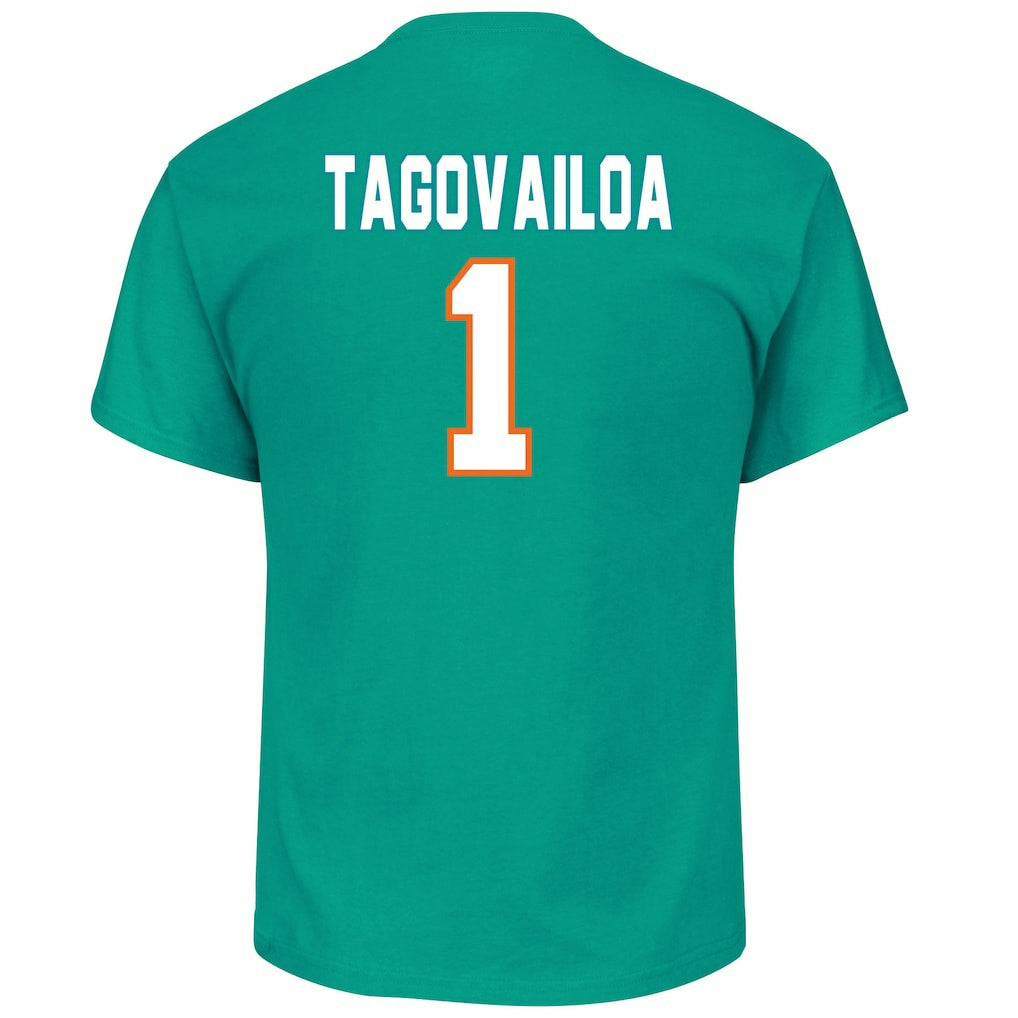 Fanatics Tua Tagovailoa Miami Dolphins Big & Tall Player Name & Number T-Shirt Aqua