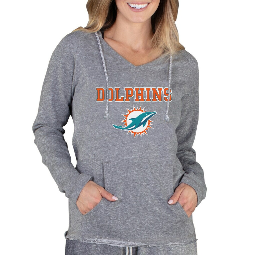 Miami Dolphins Concepts Sport Women's Mainstream Tri-Blend Raglan Hoodie V-Neck Top Gray