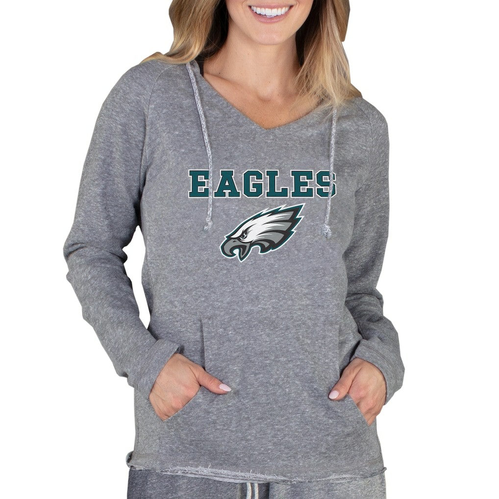 Philadelphia Eagles Concepts Sport Women's Mainstream Tri-Blend Raglan Hoodie V-Neck Top Gray