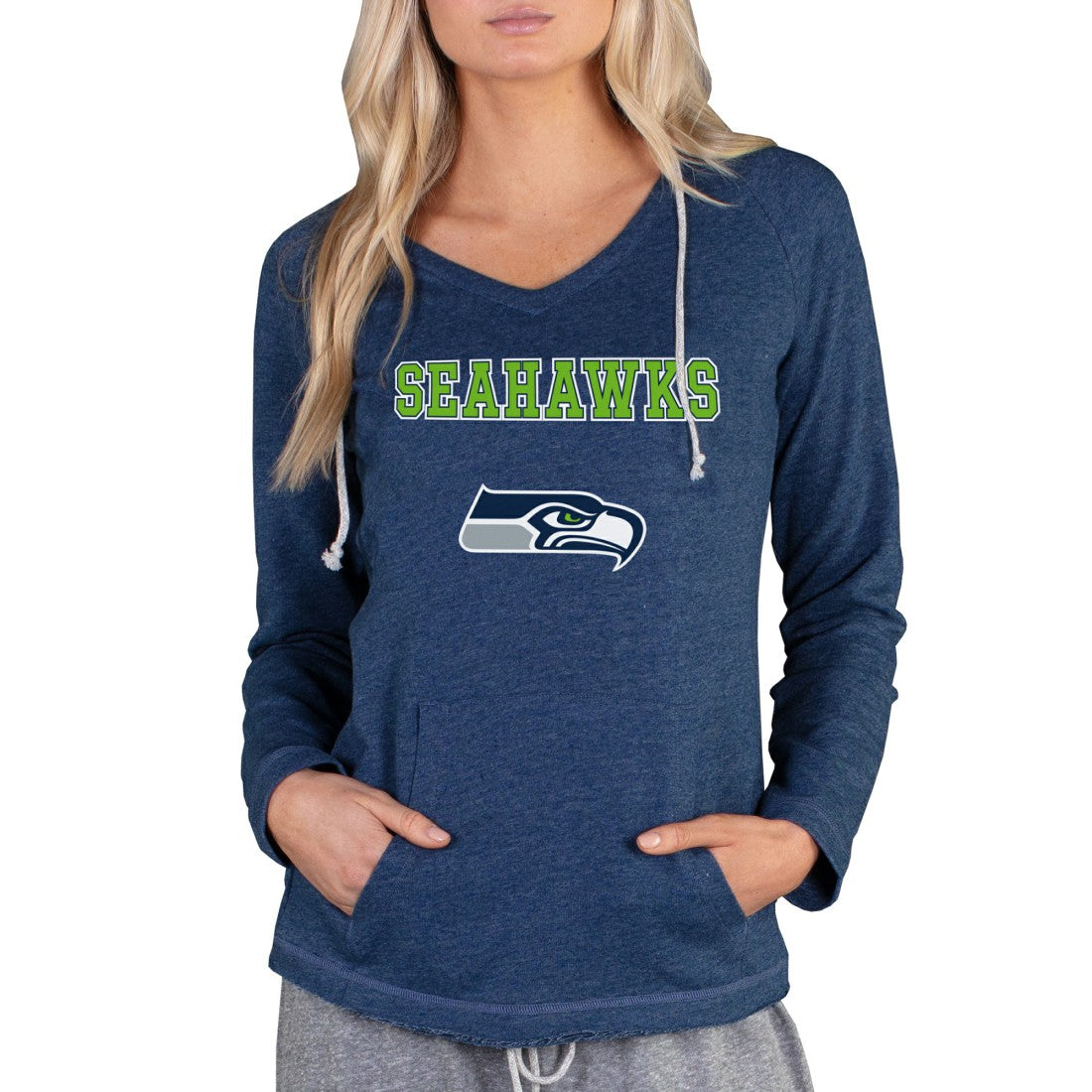 Seattle Seahawks Concepts Sport Women's Mainstream Tri-Blend Raglan Hoodie V-Neck Top Navy