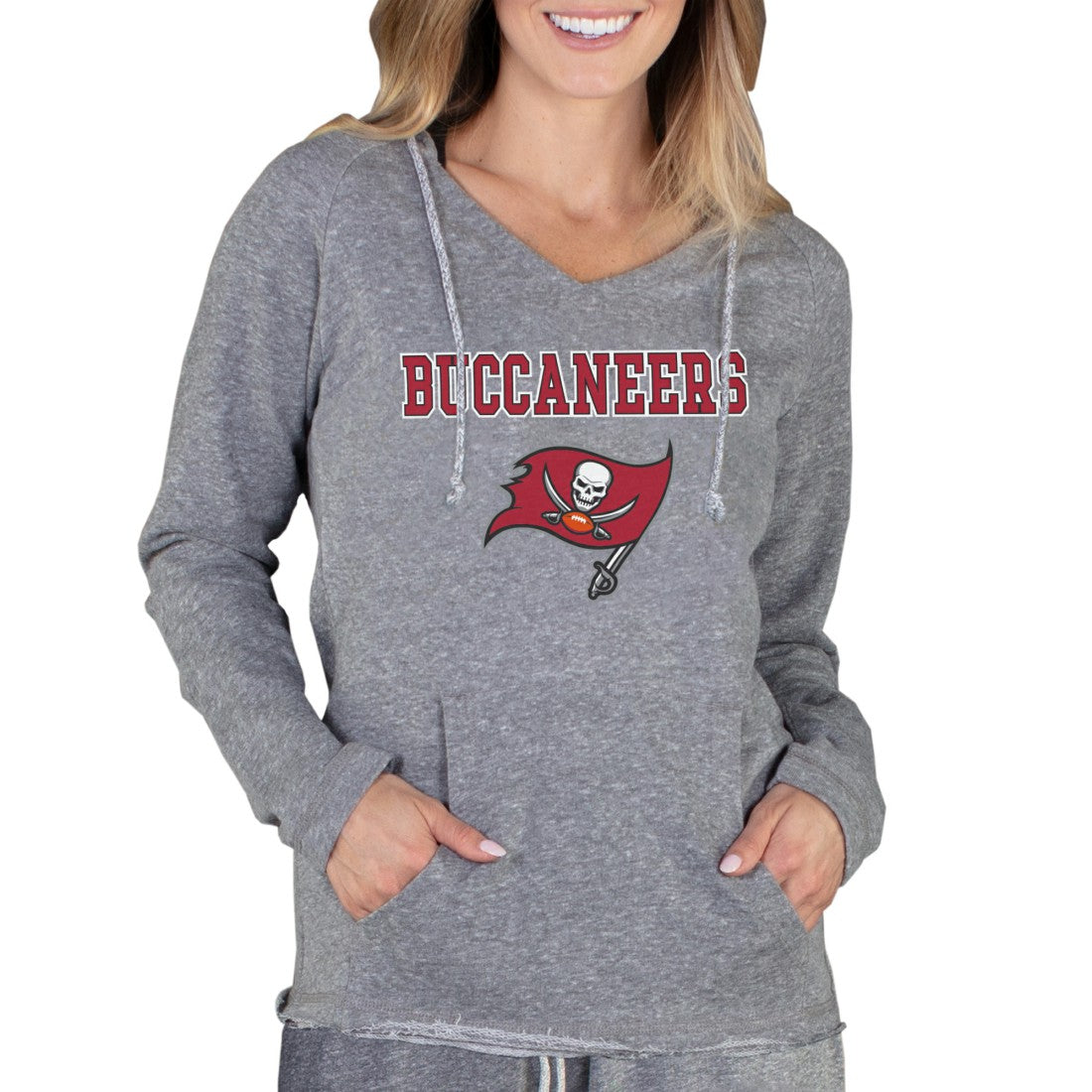 Tampa Bay Buccaneers Concepts Sport Women's Mainstream Tri-Blend Raglan Hoodie V-Neck Top Gray
