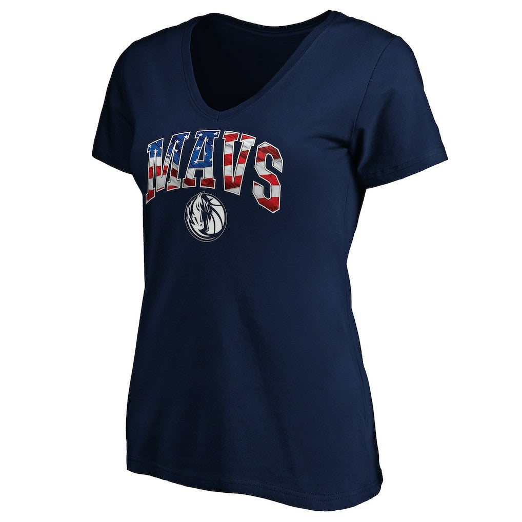 Dallas Mavericks Women's Banner Wave V-Neck T-Shirt Navy