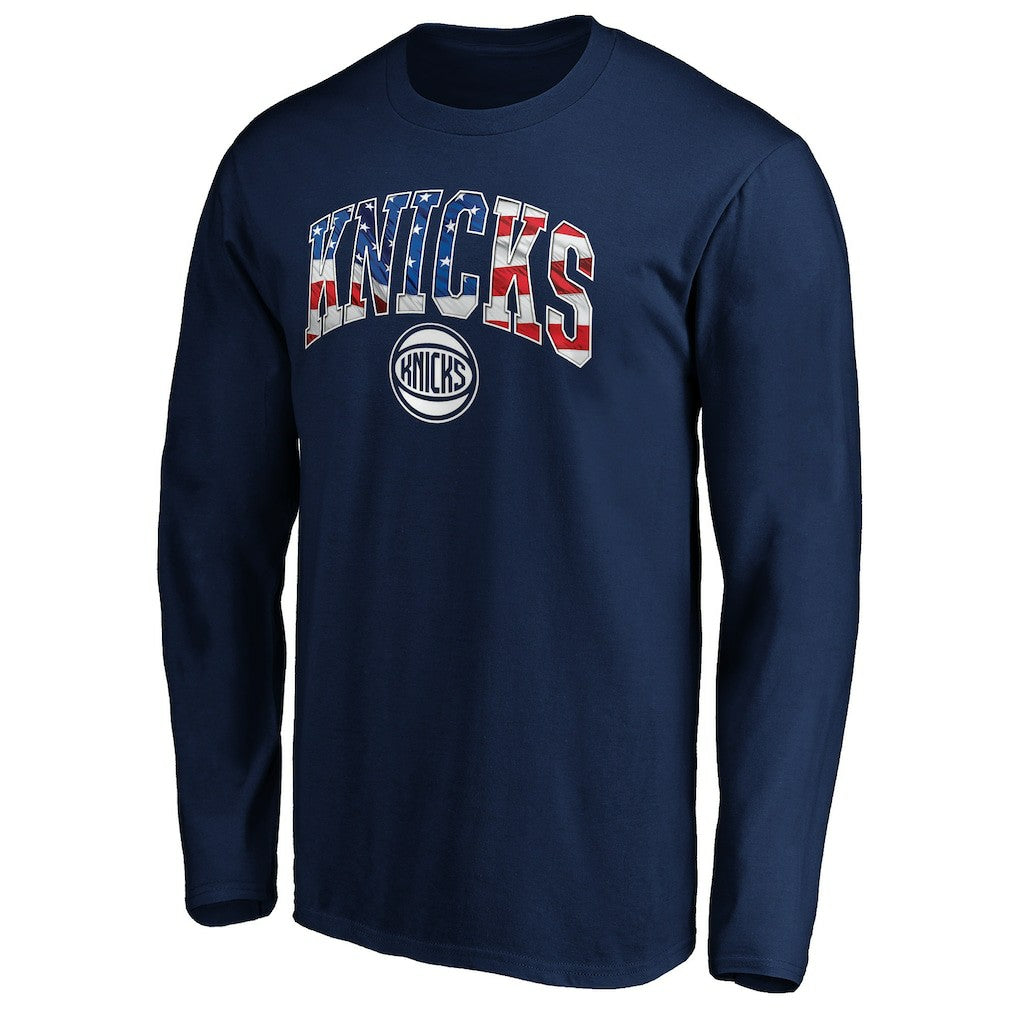 New York Knicks Banner Wave Long Sleeve T-Shirt Navy