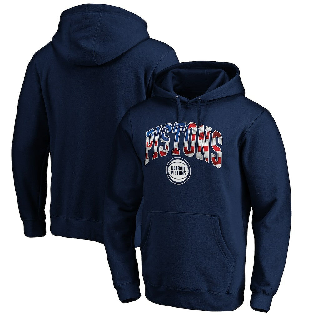 Detroit Pistons Banner Wave Pullover Hoodie Navy