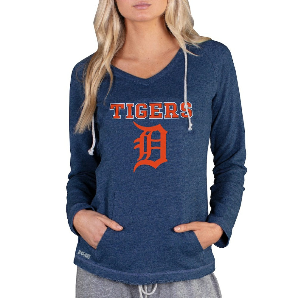 Detroit Tigers Concepts Sport Women's Mainstream Terry Long Sleeve Hoodie Top - Navy - MLB Discount