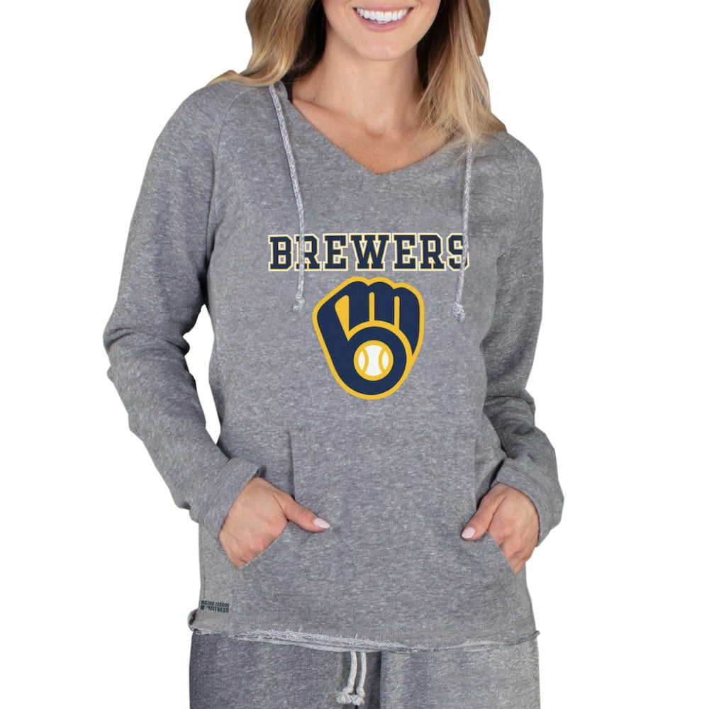 Milwaukee Brewers Concepts Sport Women's Mainstream Terry Long Sleeve Hoodie Top - Gray - MLB Discount