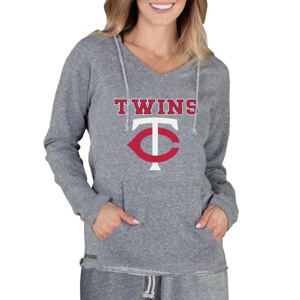 Minnesota Twins Concepts Sport Women's Mainstream Terry Long Sleeve Hoodie Top - Gray - MLB Discount