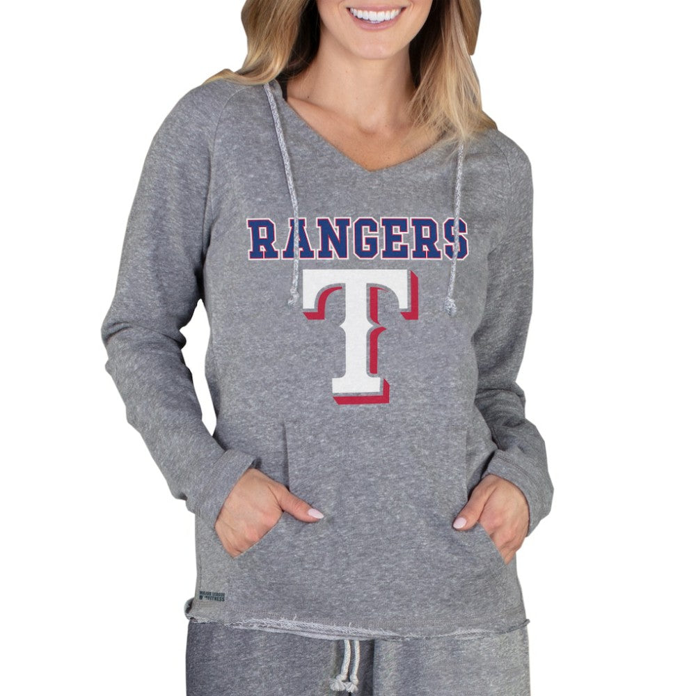 Texas Rangers Concepts Sport Women's Mainstream Terry Long Sleeve Hoodie Top - Gray - MLB on Sale