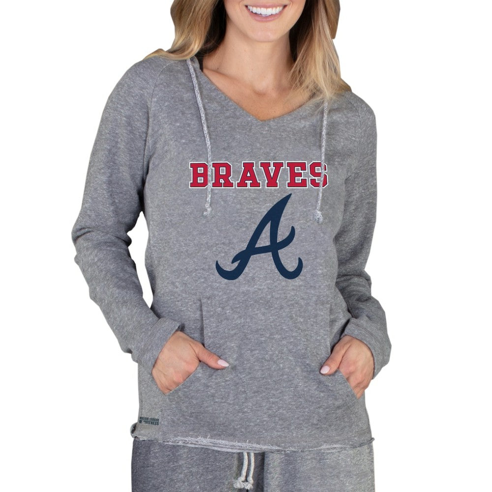 Atlanta Braves Concepts Sport Women's Mainstream Terry Long Sleeve Hoodie Top - Gray - MLB Online