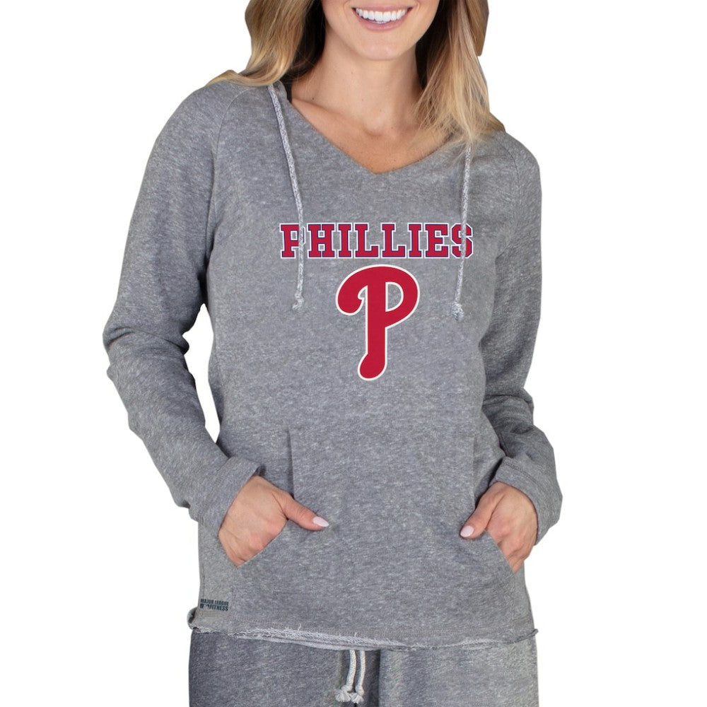 Philadelphia Phillies Concepts Sport Women's Mainstream Terry Long Sleeve Hoodie Top - Gray - MLB Discount