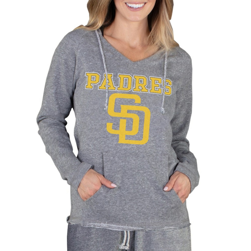San Diego Padres Concepts Sport Women's Mainstream Terry Long Sleeve Hoodie Top - Gray - MLB Lifestyle