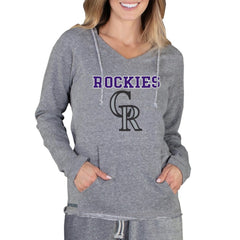 Colorado Rockies Concepts Sport Women's Mainstream Terry Long Sleeve Hoodie Top - Gray - MLB Discount