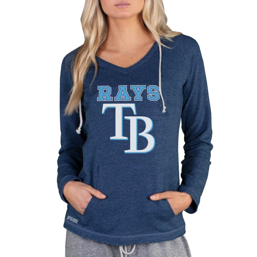Tampa Bay Rays Concepts Sport Women's Mainstream Terry Long Sleeve Hoodie Top - Navy - MLB on Sale