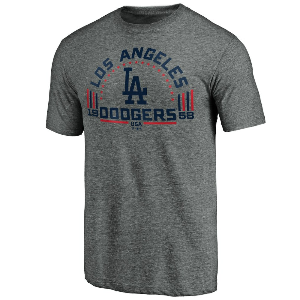 Los Angeles Dodgers Team Freedom Tri-Blend T-Shirt - Gray - MLB Discount