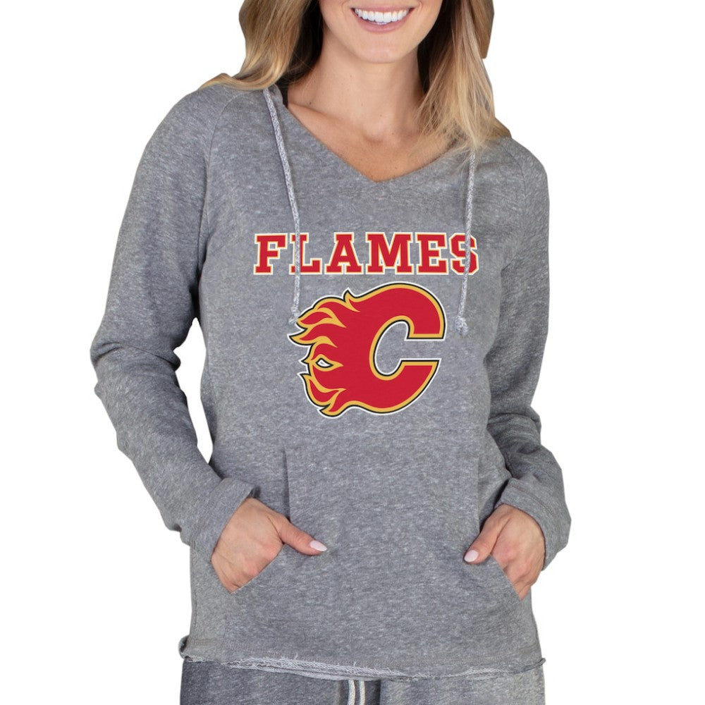 Calgary Flames Concepts Sport Women's Mainstream Terry Tri-Blend Long Sleeve Hooded Top - Gray - NHL 3929295