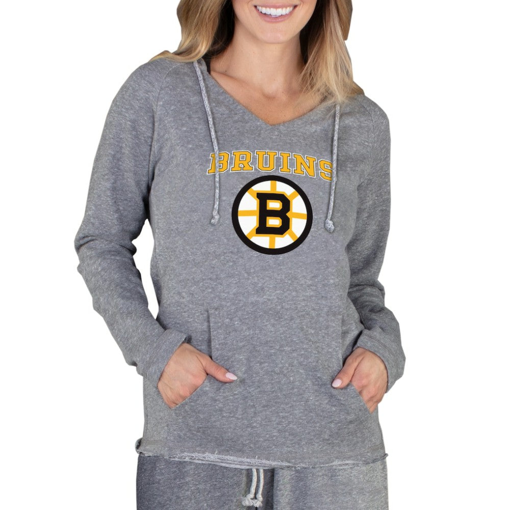 Boston Bruins Concepts Sport Women's Mainstream Terry Tri-Blend Long Sleeve Hooded Top - Gray - NHL 3929296