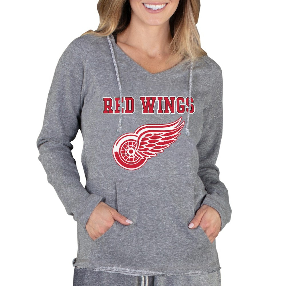 Detroit Red Wings Concepts Sport Women's Mainstream Terry Tri-Blend Long Sleeve Hooded Top - Gray - NHL 3929300