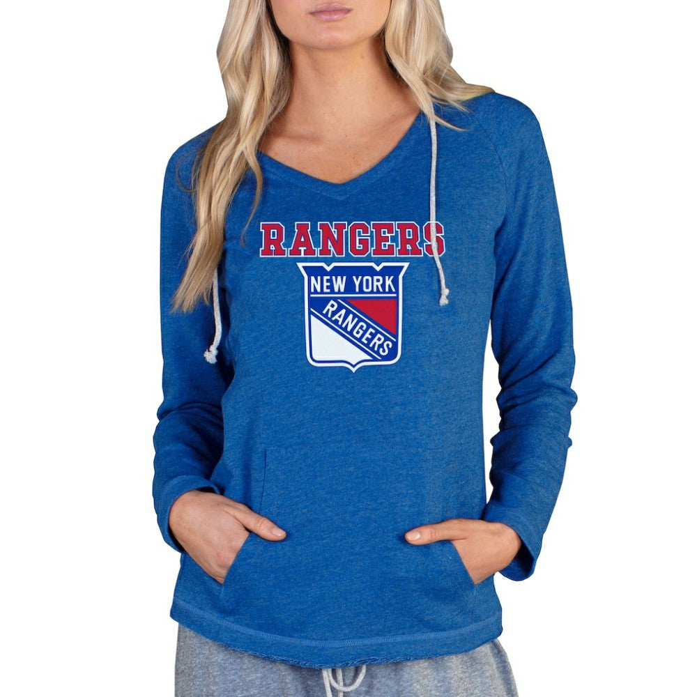 New York Rangers Concepts Sport Women's Mainstream Terry Tri-Blend Long Sleeve Hooded Top - Royal - NHL 3929306