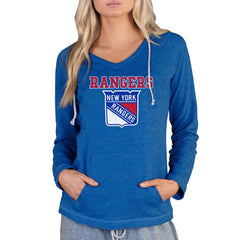 New York Rangers Concepts Sport Women's Mainstream Terry Tri-Blend Long Sleeve Hooded Top - Royal - NHL 3929306