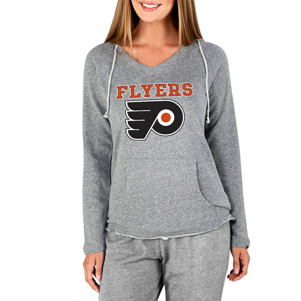 Philadelphia Flyers Concepts Sport Women's Mainstream Terry Tri-Blend Long Sleeve Hooded Top - Gray - NHL 3929307