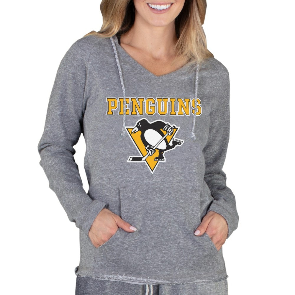 Pittsburgh Penguins Concepts Sport Women's Mainstream Terry Tri-Blend Long Sleeve Hooded Top - Gray - NHL 3929308