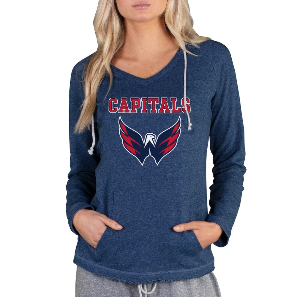Washington Capitals Concepts Sport Women's Mainstream Terry Tri-Blend Long Sleeve Hooded Top - Navy - NHL 3929313