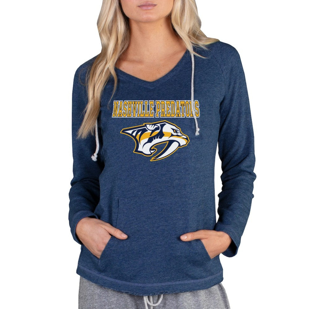 Nashville Predators Concepts Sport Women's Mainstream Terry Tri-Blend Long Sleeve Hooded Top - Navy - NHL 3929320