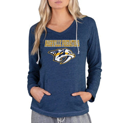 Nashville Predators Concepts Sport Women's Mainstream Terry Tri-Blend Long Sleeve Hooded Top - Navy - NHL 3929320