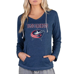 Columbus Blue Jackets Concepts Sport Women's Mainstream Terry Tri-Blend Long Sleeve Hooded Top - Navy - NHL 3929321