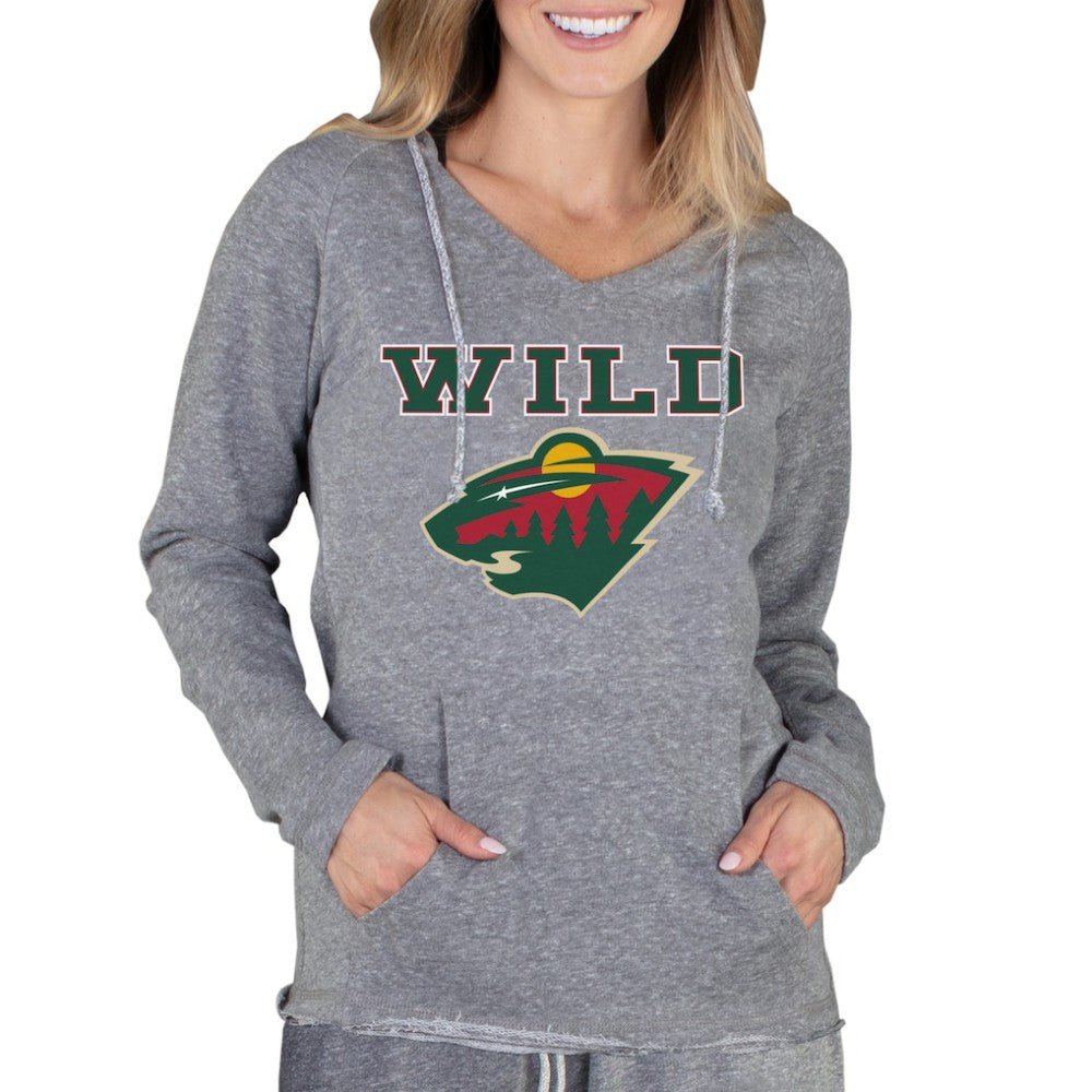 Minnesota Wild Concepts Sport Women's Mainstream Terry Tri-Blend Long Sleeve Hooded Top - Gray - NHL 3929322