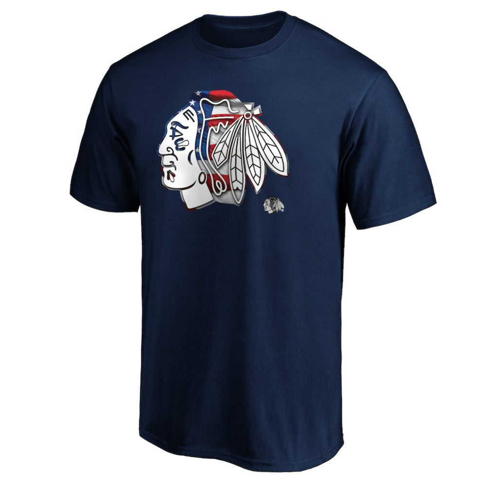 Chicago Blackhawks Banner Wave Logo T-Shirt - Navy - NHL 3930357