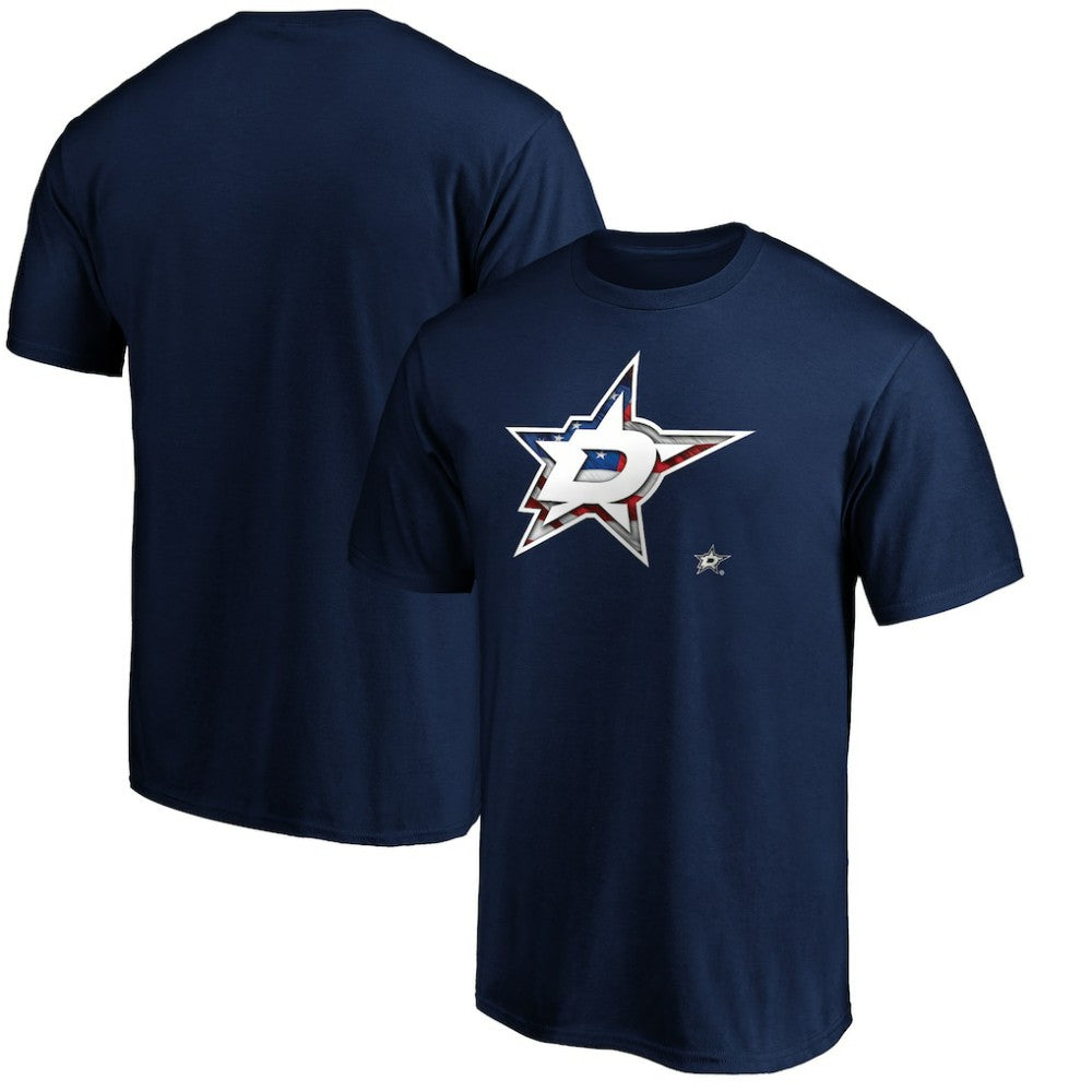 Dallas Stars Banner Wave Logo T-Shirt - Navy - NHL 3930360
