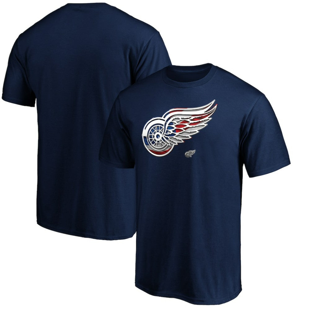 Detroit Red Wings Banner Wave Logo T-Shirt - Navy - NHL 3930361