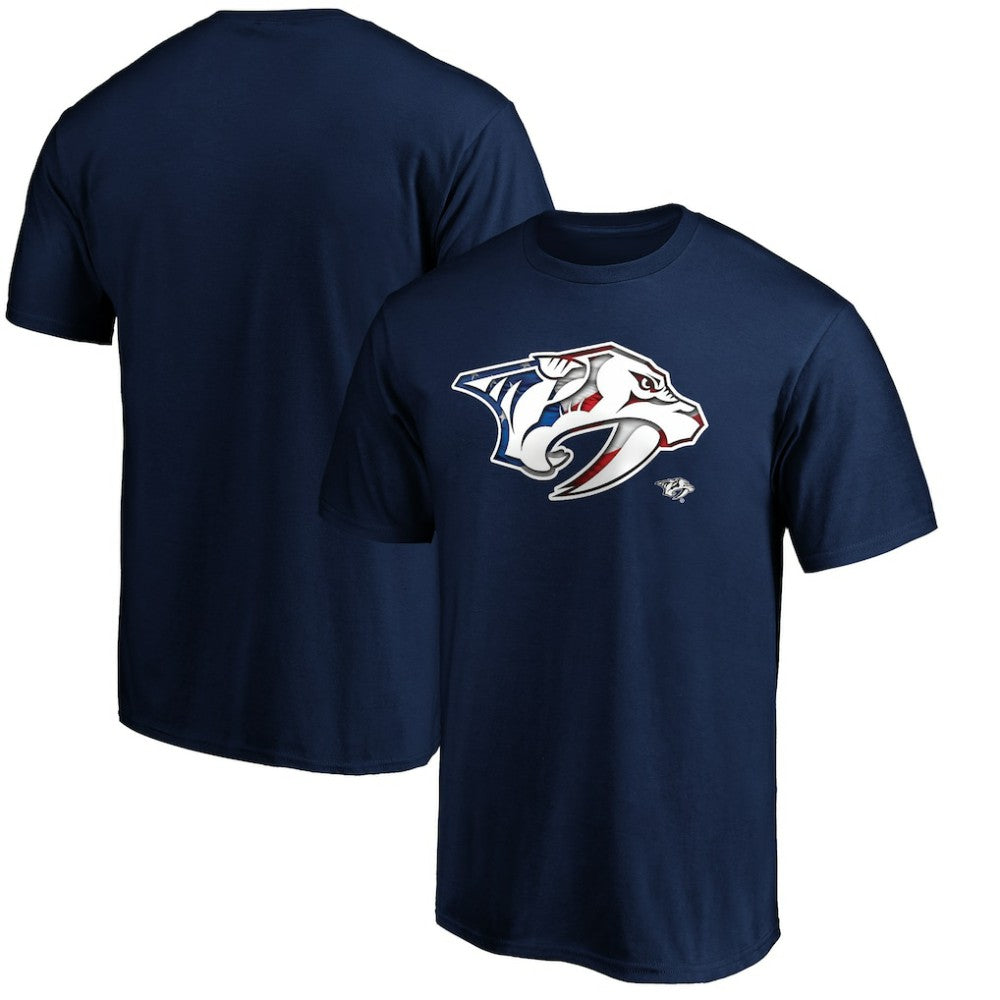 Nashville Predators Banner Wave Logo T-Shirt - Navy - NHL 3930365