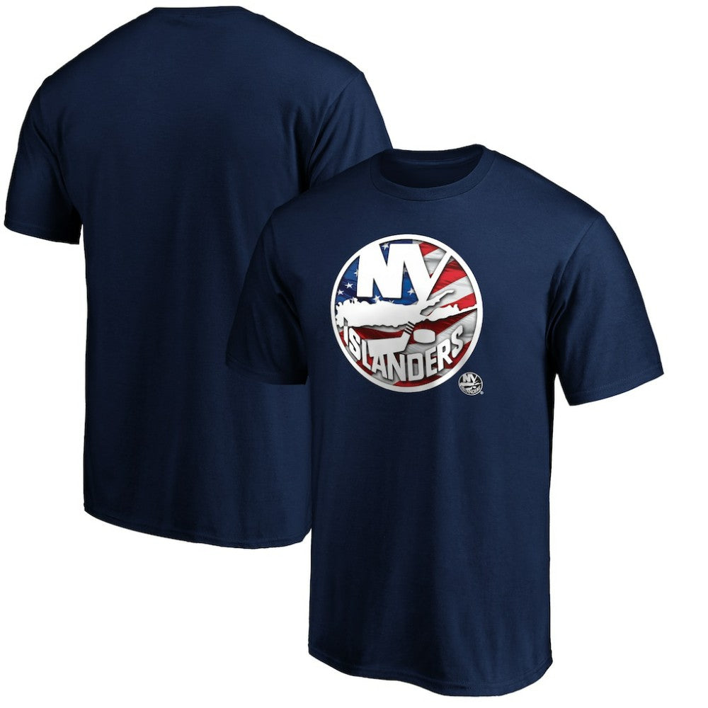 New York Islanders Banner Wave Logo T-Shirt - Navy - NHL 3930367